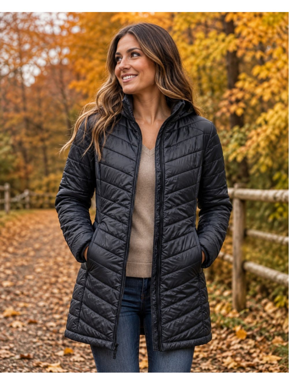 Women's Black Puffer Jacket Size M